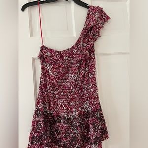 Free People Floral Ruffle One Shoulder Top